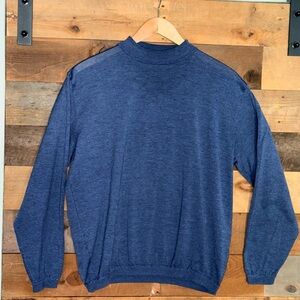 Vintage St Croix Sweater XL USA Made Blue Mock Neck Long Sleeve